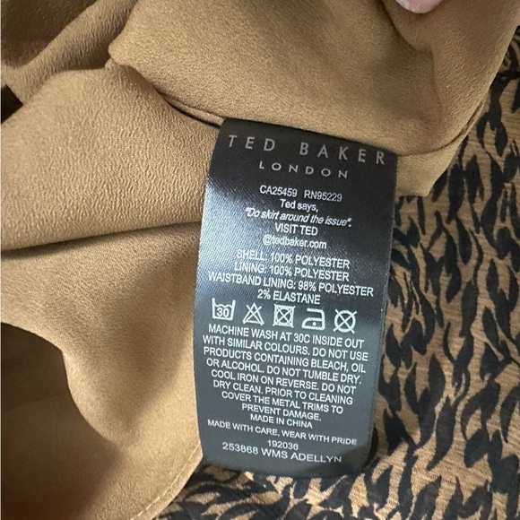 Ted Baker London Skirt Asymmetric Ruffle Brown Dainty Size UK 4 12 Large New - Picture 7 of 8